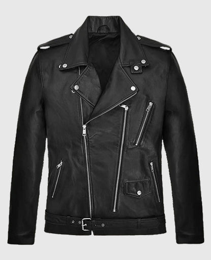 Bruno Mars Black Leather Biker Jacket