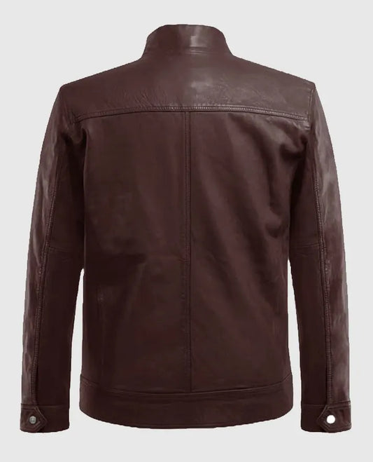 Burgundy Thunder Storm Biker Leather Jacket for Men