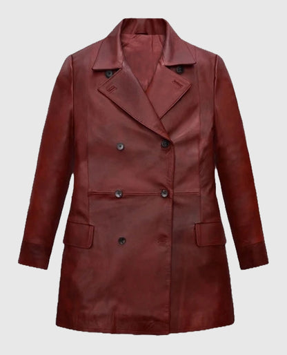 Dakota Johnson Madame Web Red Leather Trench Coat