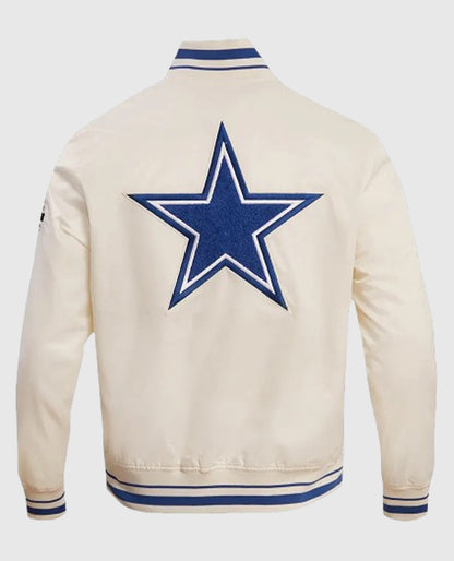 Dallas Cowboys White Retro Classic Rib Varsity Jacket