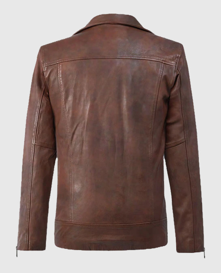 Dauntless Spanish Brown Biker Leather Jacket for Men
