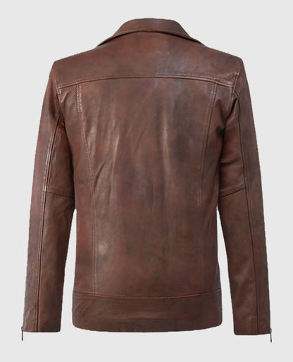 Dauntless Spanish Brown Biker Leather Jacket for Men