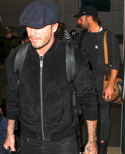 David Beckham Black Suede Leather Jacket