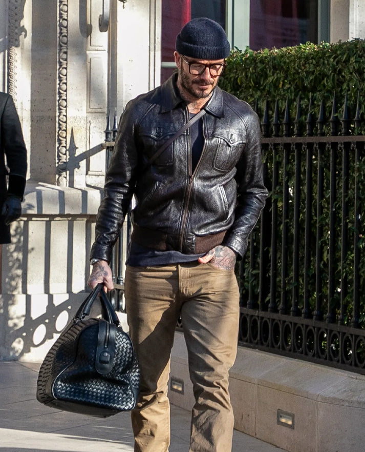 David Beckham Brown Leather Jacket