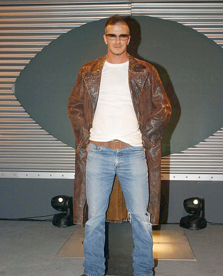 David Beckham Brown Leather Coat
