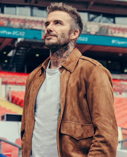 David Beckham Save Our Squad Suede Leather Jacket