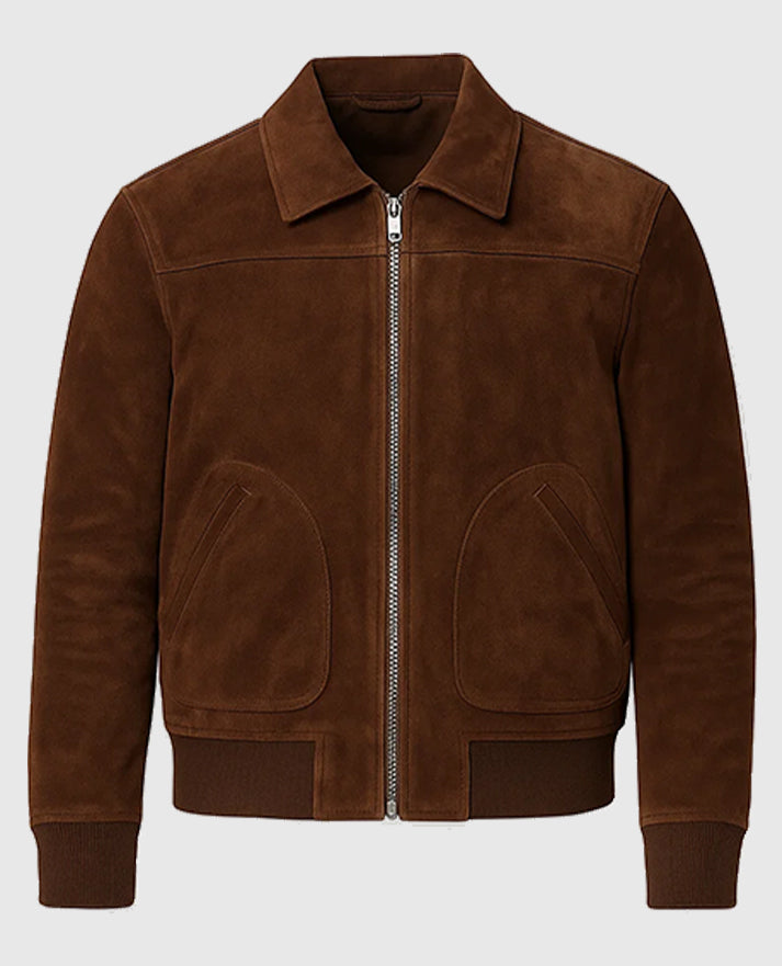 David Beckham Suede Leather Jacket in Brown 