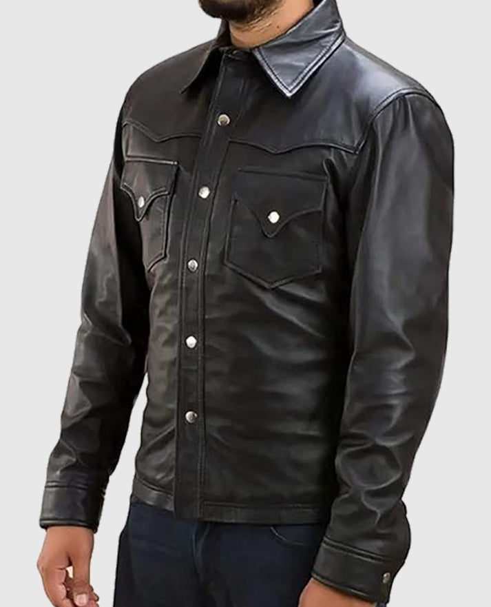 David Morrissey Black Leather Jacket