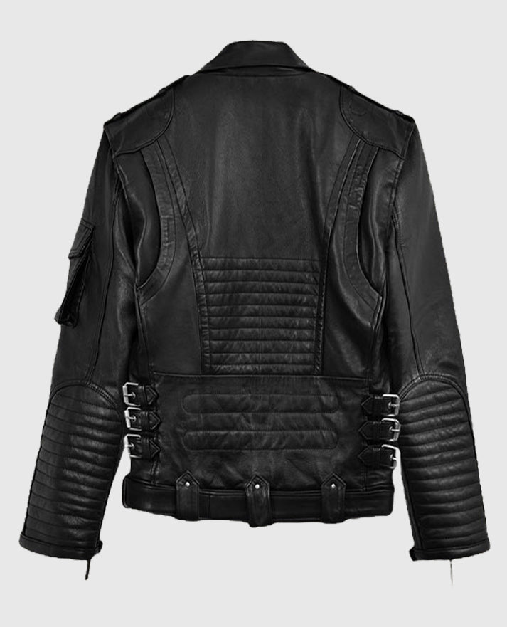 Deadwood Black Moto Style Leather Jacket for Men