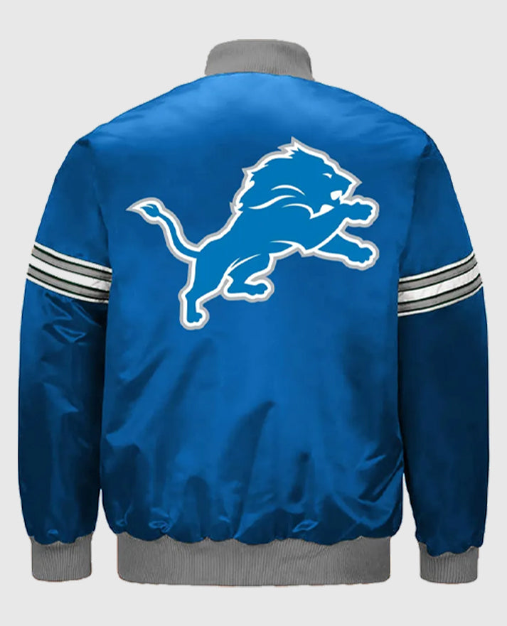 Detroit Lions Striped men and women Blue Satin Jacket