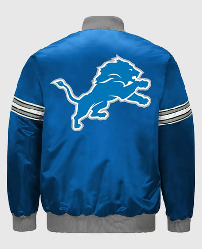 Detroit Lions Striped men and women Blue Satin Jacket