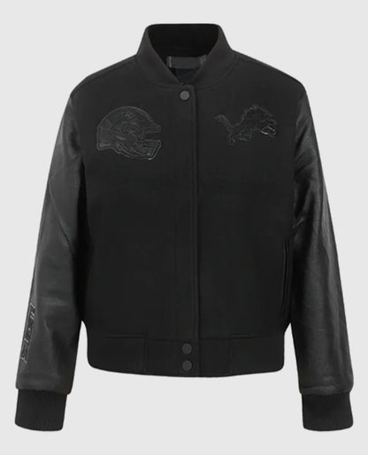 Detroit Lions Triple Black Varsity Jacket
