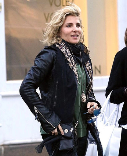 Elsa Pataky Black Biker Leather Jacket