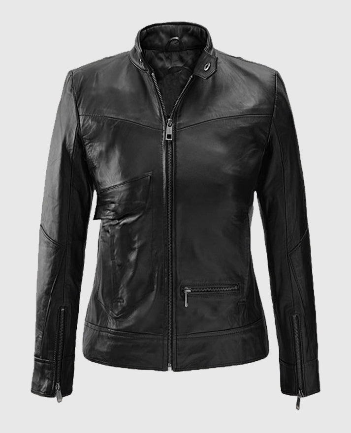 Elsa Pataky Leather Black Biker Jacket 
