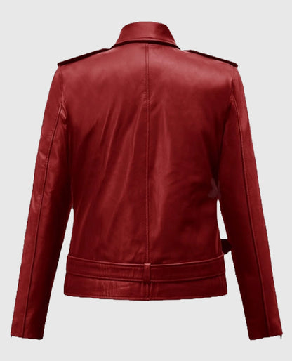 Emilia Clarke Last Christmas Red Biker Leather Jacket