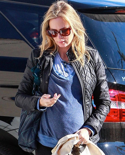 Emily Blunt Quilted Black Leather Jacket