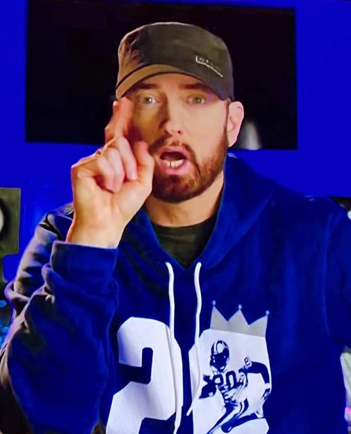 Eminem Barry Sanders Blue Hoodie | Detroit Legends