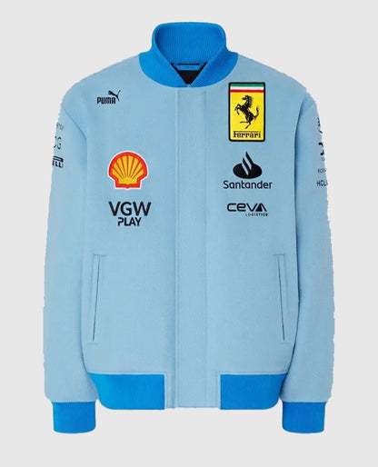 Ferrari Blue Miami Grand Prix Bomber Jacket