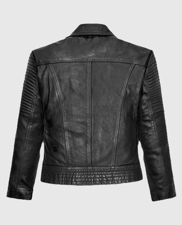 Gal Gadot Black Biker Moto Leather Jacket