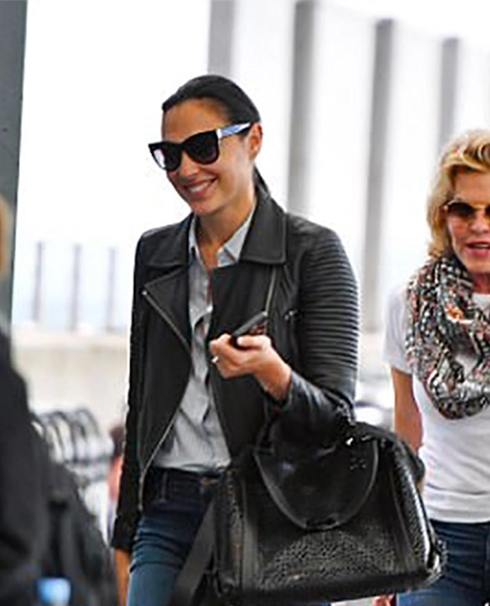 Gal Gadot Black Leather Jacket