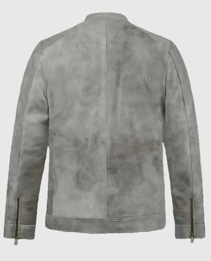 Men's Harbor Gray Biker Suede Jacket - second image