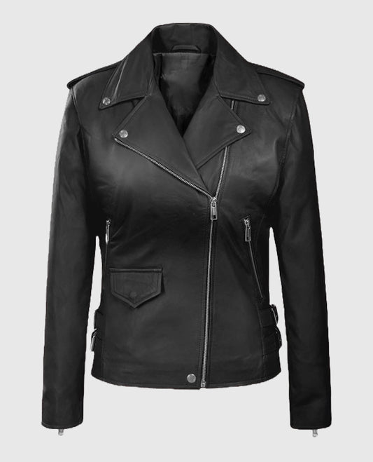 Hilary Duff Black Moto Leather Jacket