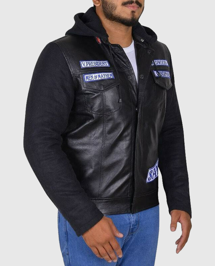 Jax Teller Sons of Anarchy Hooded Black Leather Jacket