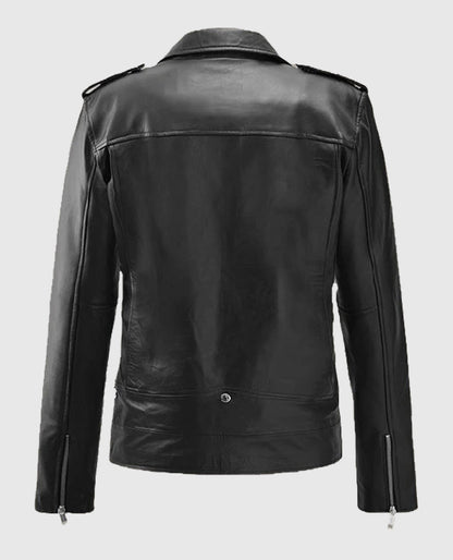 Jeff Goldblum Black Biker Leather Jacket
