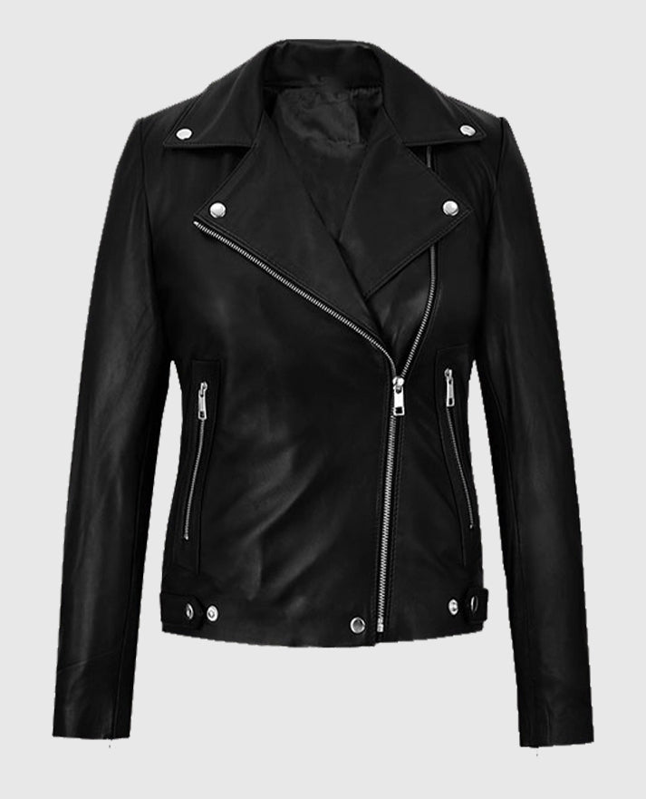 Jena Malone Biker Black Leather Jacket