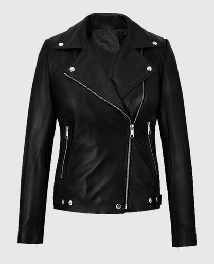 Jena Malone Biker Black Leather Jacket