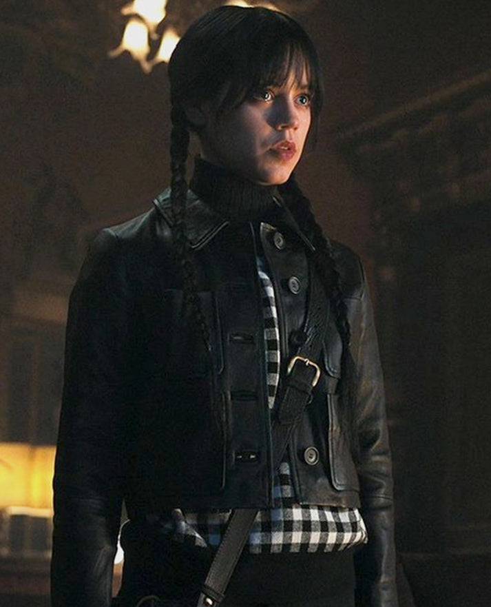 Wednesday Jenna Ortega Leather Jacket