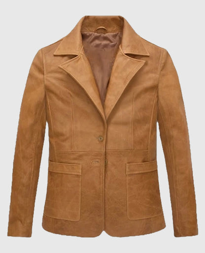 Jennifer Aniston Friends Season 5 Beige Leather Blazer