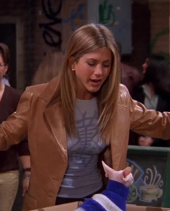 Jennifer Aniston Beige Leather Blazer From Friends Season 5