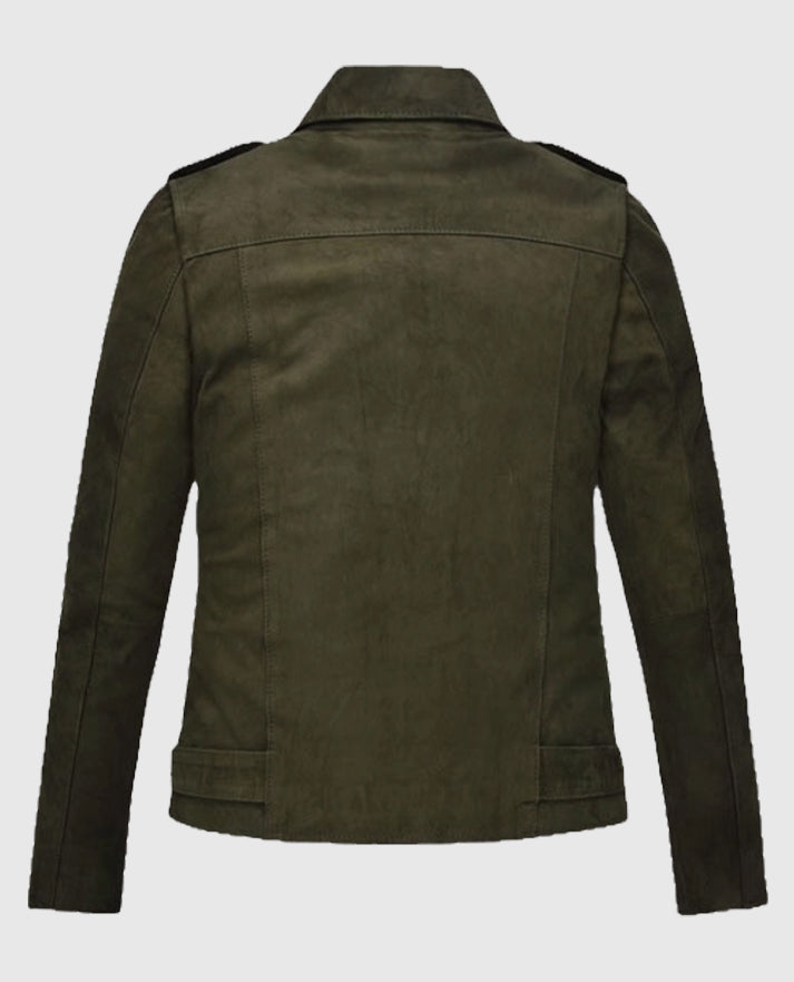 Jennifer Aniston Murder Mystery 2 Green Suede Leather Jacket