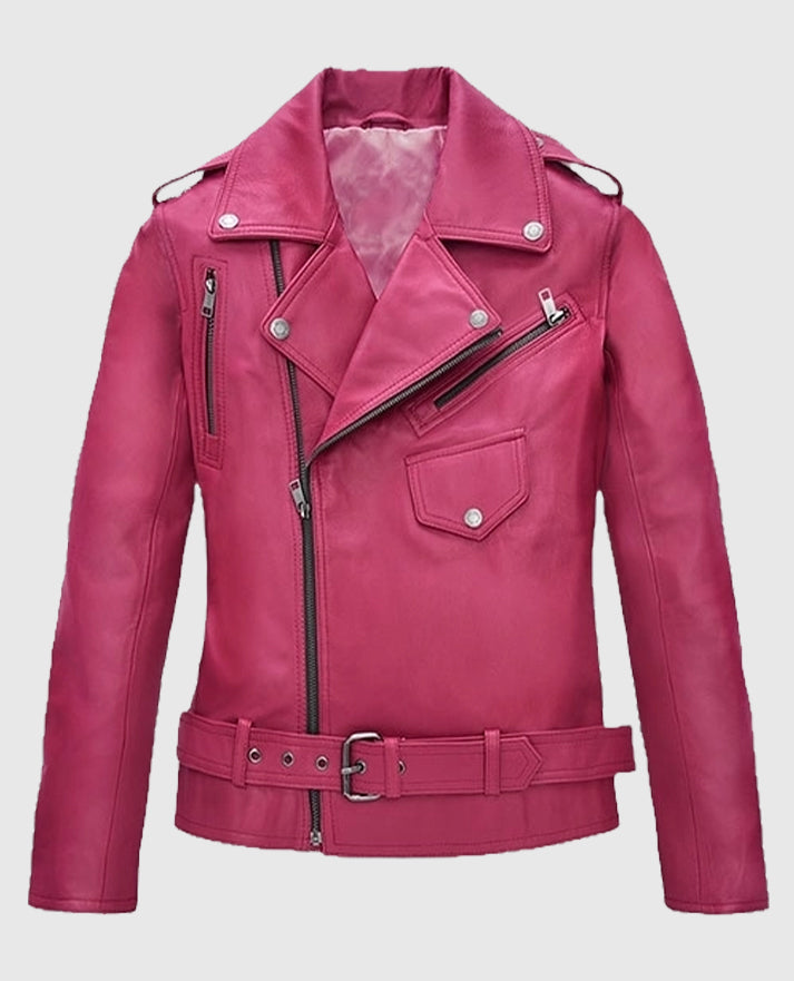 Jessica Alba Pink Leather Jacket