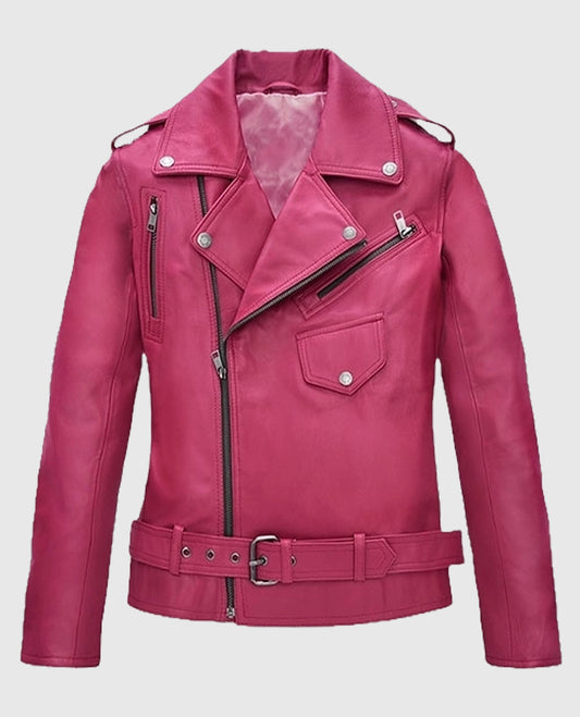 Jessica Alba Pink Leather Jacket