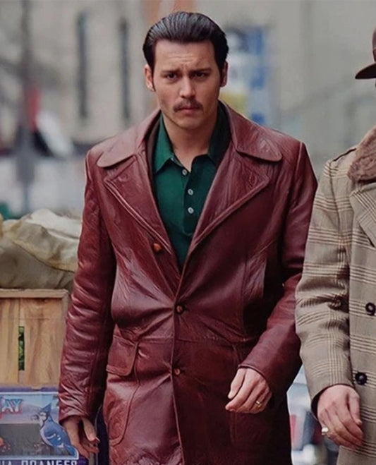 Johnny Depp Donnie Brasco Brown Leather Blazer
