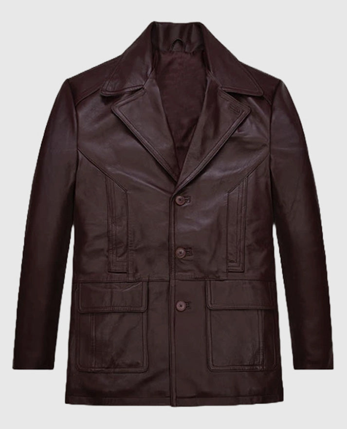Johnny Depp Donnie Brasco Leather Blazer in Brown Color