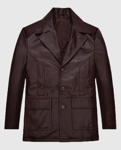 Johnny Depp Donnie Brasco Leather Blazer in Brown Color