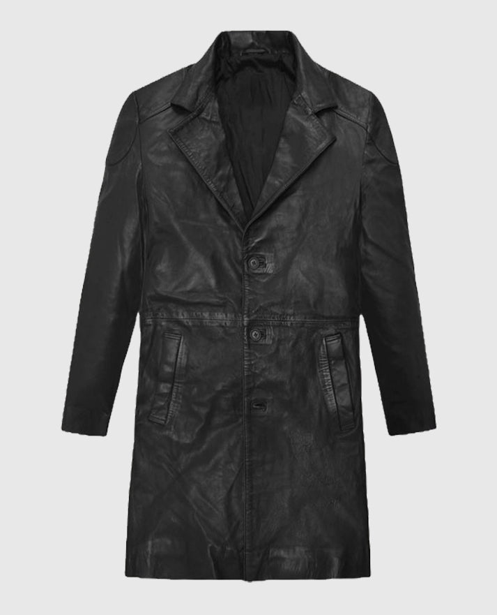 Karl Urban The Boys Black Leather Trench Coat