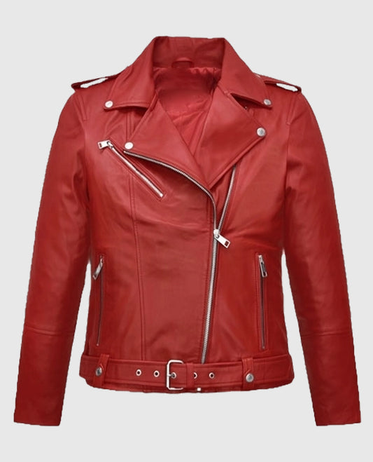 Kathryn Newton Freaky Red Leather Jacket