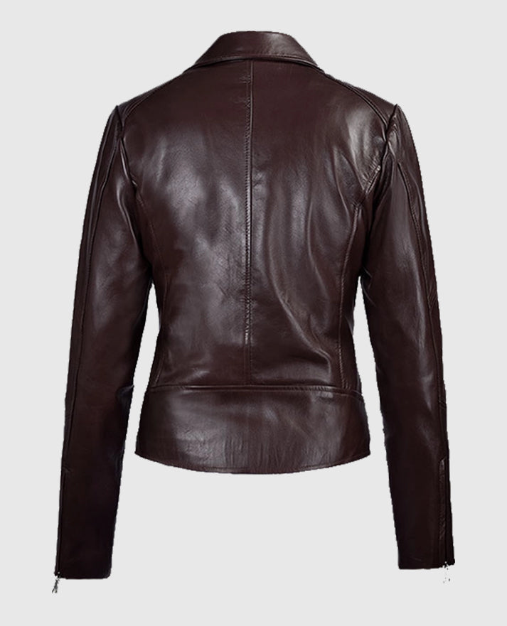 Katie Holmes Burgundy Leather Jacket