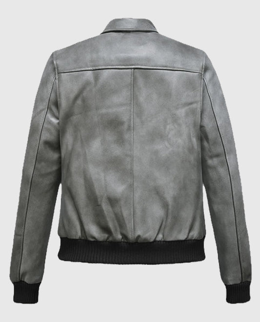Kendall Jenner Harbor Gray Leather Jacket