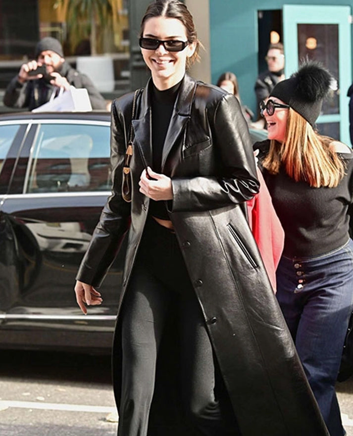 Kendall Jenner Leather Long Coat