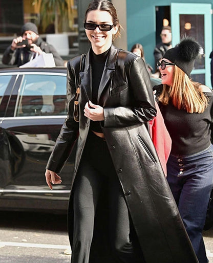 Kendall Jenner Leather Long Coat