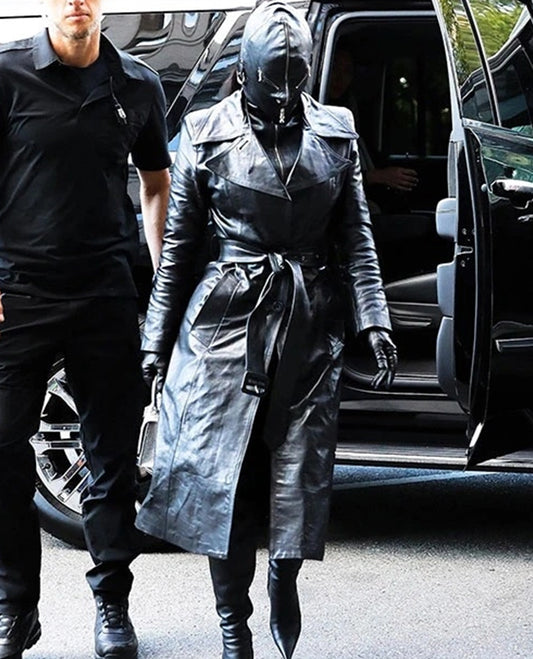 Kim Kardashian Leather Long Coat