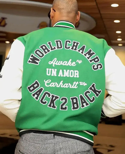 LeBron James Green And White Green Bomber Jacket