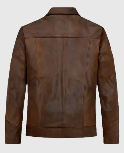Leonardo DiCaprio Once Upon a Time in Hollywood Brown Trucker Leather Jacket