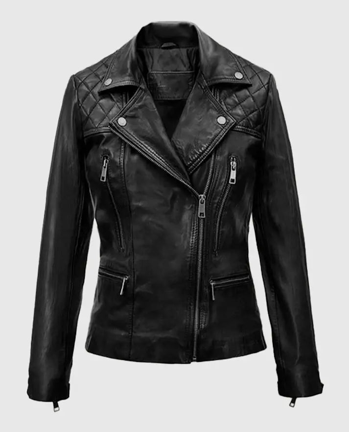 Lauren German Lucifer Black Biker Leather Jacket
