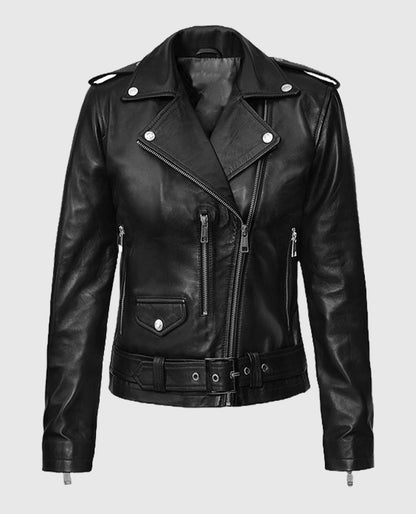 Lucy Hale Biker Black Leather Jacket